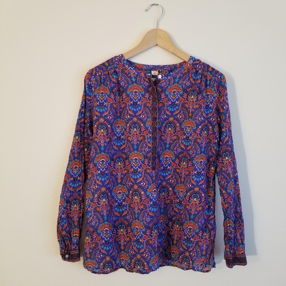 Loft Petite Softened Henley Blouse Shirt Medium